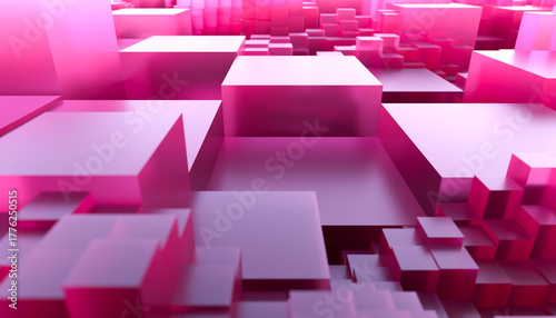 Pink cubes forming an abstract modern background