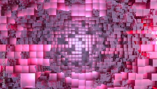 Pink and purple cubes creating abstract background