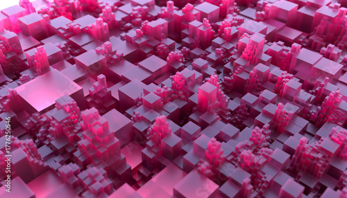 Pink cubes forming an abstract modern background
