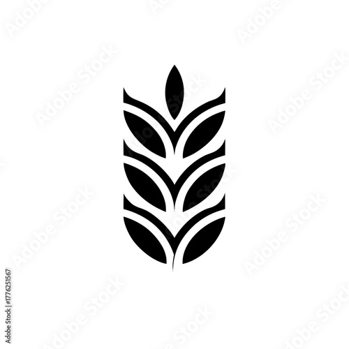 Stylized wheat stalk illustration on transparent background silhouette
