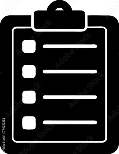 To-do list or task board icon black Silhouette  , white background  