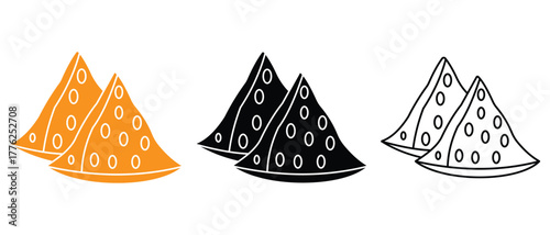 Samosa icon vector. Samosa indian Street Food icon on white background. Samosa line icon vector symbol. Vector illustration.