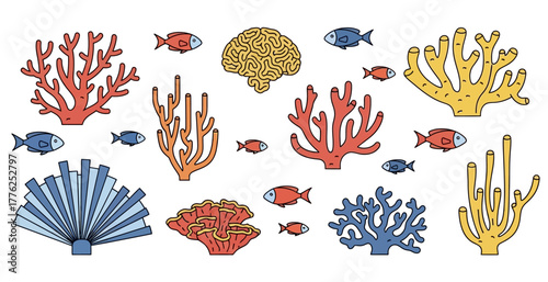 set of marine aquatic icon