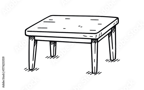 handdrawn cute doodle style empty tabletop vector line illustration