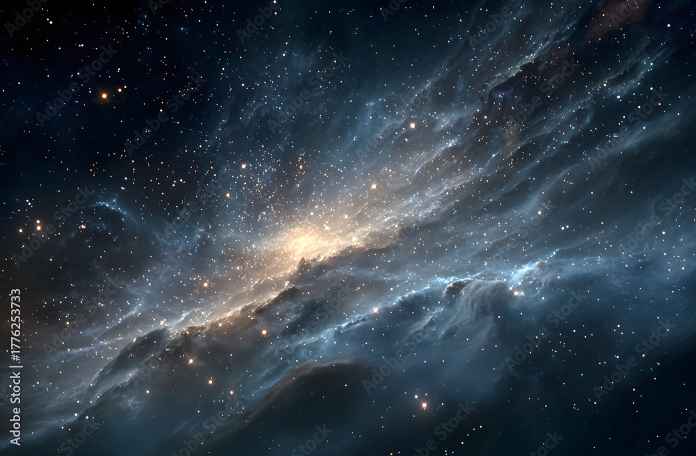 Fototapeta premium A night sky filled with stars and galaxies in the outer space of the universe