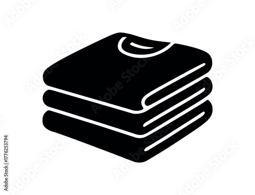 folded clothes pile flat black solid vector illustration isolated on white background