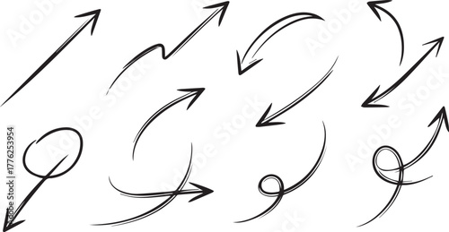 Hand Drawn Arrow Collection in Black and White | Sketch Style Arrows for Infographics, Presentations, Web Design and Creative Projects