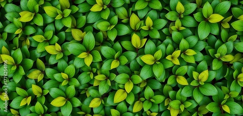 A vibrant seamless pattern of lush green boxwood leaves viewed from above, garden, plant pattern