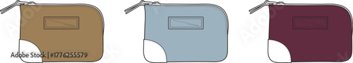 Three Color Options of a Small Zippered Pouch Design, Perfect for Storing Small Items