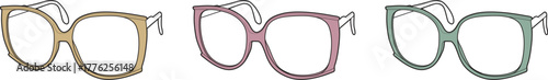 Eyewear Collection Three Distinct Styles of Glasses in Yellow, Pink, and Green