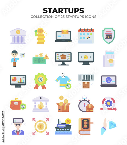 Startup Icons. A vibrant collection of 25 flat design icons. perfect for business and marketing projects.