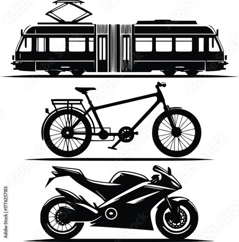 Urban transport modes vector set