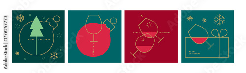 Christmas and New Year cards. Vector illustrations for holiday greeting card, background, website and social media banner, marketing material.