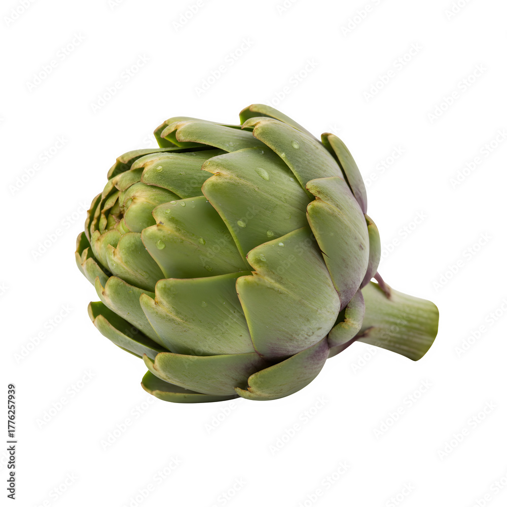 Fototapeta premium Whole fresh raw artichoke or freshly harvested artichoke isolated.
