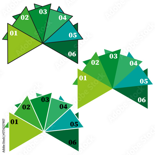 Infographic sector diagram. Presentation data visualization. Green segments Vector. Numbered chart element.