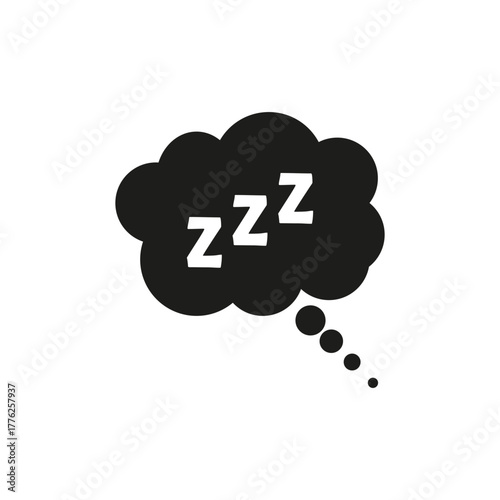 Dream sleep cloud. Rest snoring symbol. Bubble shape Vector. Black white icon.