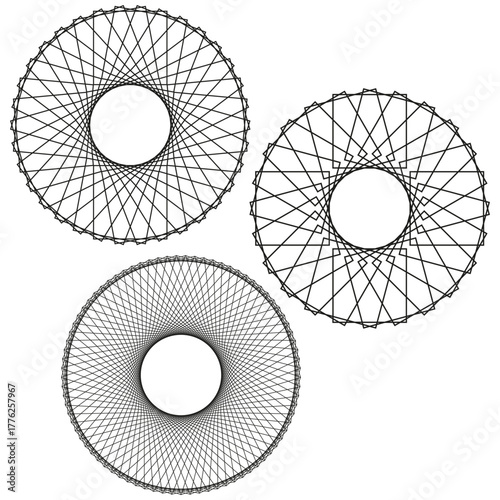 Concentric circle pattern. Thin line geometry. Repeated Vector element. Optical abstract design.