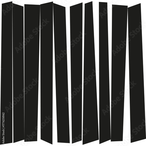 Vertical black blocks. Thick line pattern. Graphic Vector design. Abstract column element
