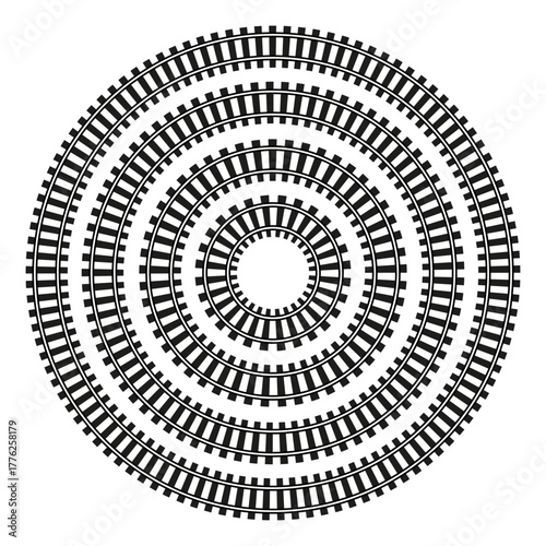 Concentric gear pattern. Repeated cogwheel design. Geometric Vector spiral. Circular mechanical element.