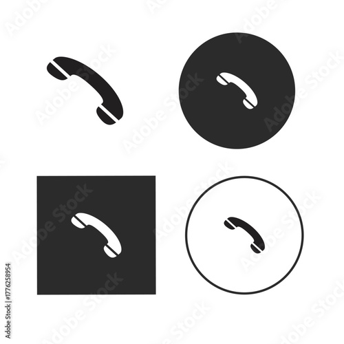 Four variations of a phone receiver icon, each presented in a different style