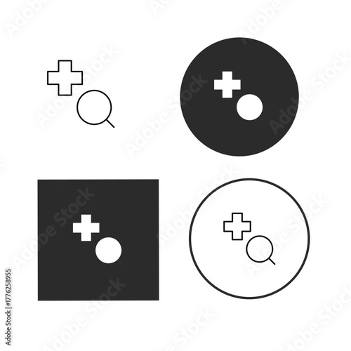 Medical cross and circle icon set collection of healthcare and medicine symbols vector illustration of medical concept