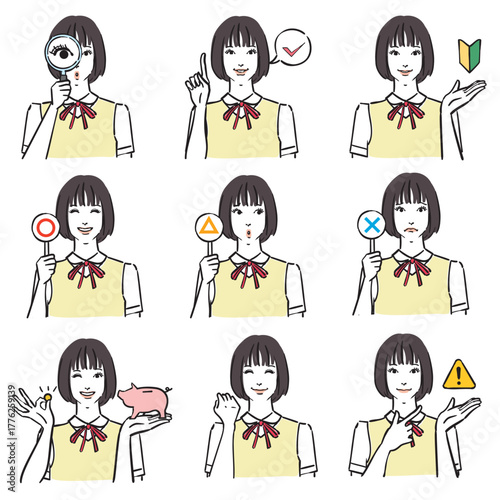 女子中学生の表情いろいろ　ノーマル3