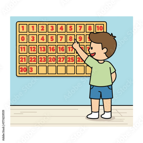 Boy using abacus for math