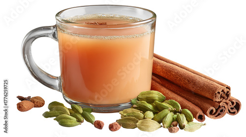 cup of tea with cinnamon sticks isolated on transparent background Remove png