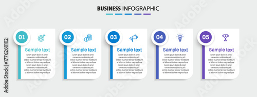 Business infographic template with 5 options or steps