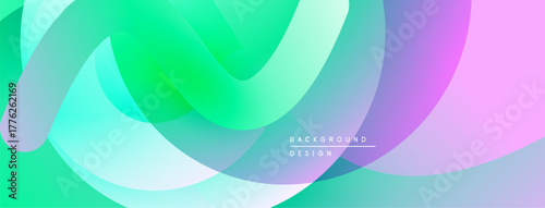 Abstract fluid shapes blend vibrant colors. Soft gradients create dynamic, modern visual experience. Smooth curves suggest movement, energy.