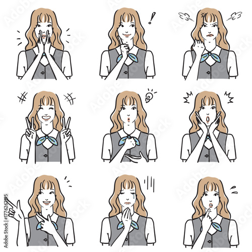 オフィス女性の表情いろいろ　ノーマル2