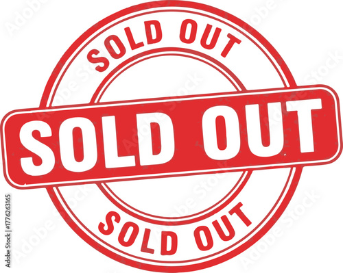 Red SOLD OUT Rubber Stamp with Circular Border | Promotion Announcement for Business, Retail, Sales, and Marketing