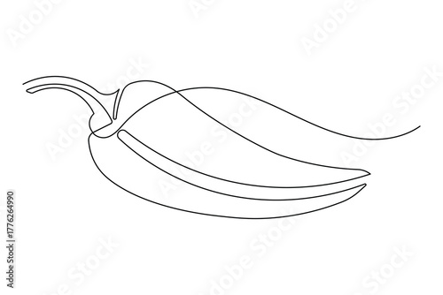 Continuous one line art of spicy chili simple minimalist drawing