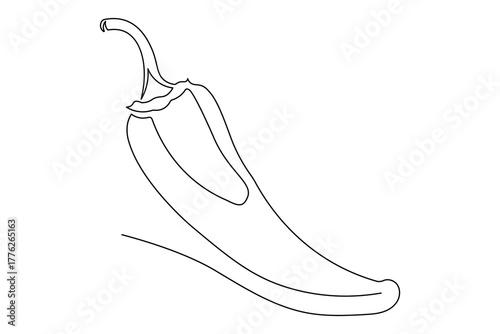 Continuous one line drawing of chili minimalist outline artwork