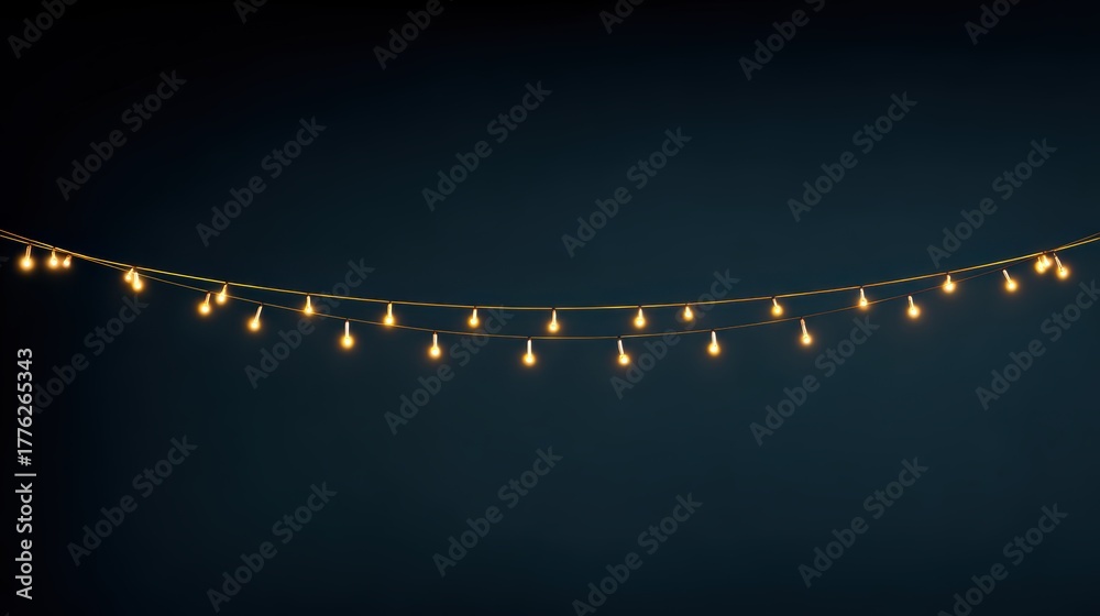 Fototapeta premium String of glowing lights against a dark background, perfect for holiday decorations