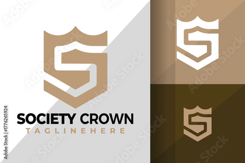 Letter S Shield Crown King Logo Icon Vector Design Illustration