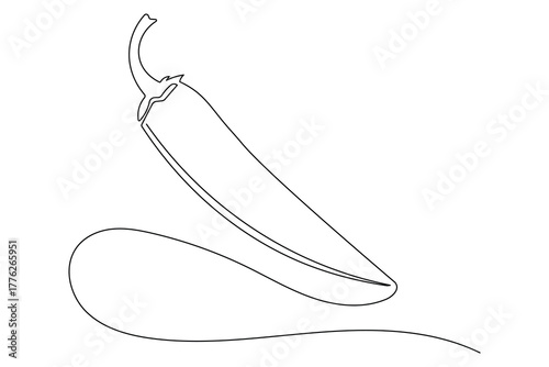spicy Chili continuous one line drawing minimalist outline illustration
