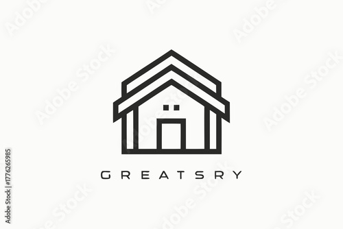 real estate company logo with house and roof design