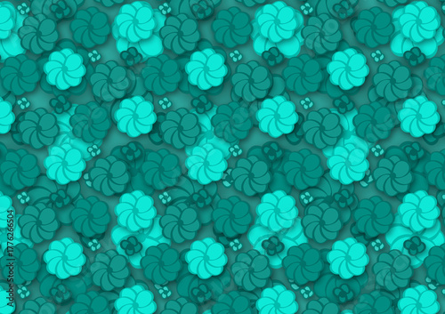 abstract green background with teal or turquoise floral seamless wallpaper pattern design
