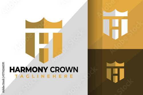 Letter H Shield Crown Logo Icon Vector Design Illustration