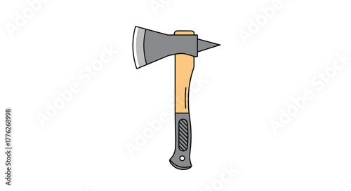 A stylized illustration of a splitting axe with a metal head and wooden handle.