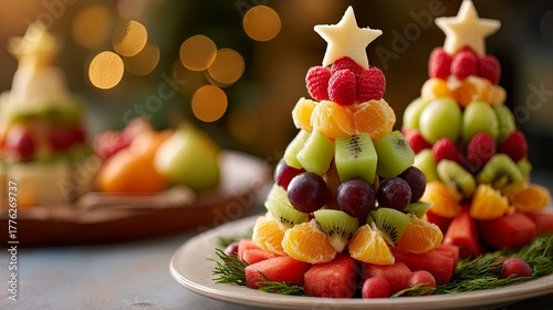 	
Christmas tree shaped food made from fruits and vegetables	
