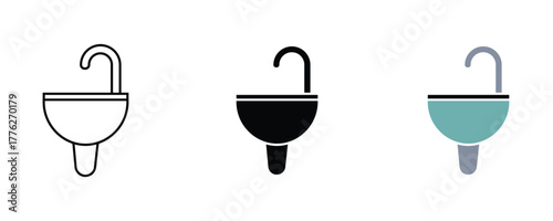 Sink icon set vector on white background. plumbing, water, wash, basin, fixture, symbol.