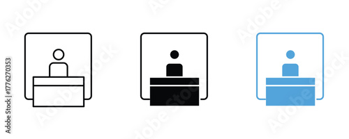 Reception desk icon set vector on white background. service, customer, support, information, counter, symbol.