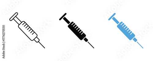 Syringe icon set vector on white background. healthcare, injection, needle, vaccine, treatment, symbol.