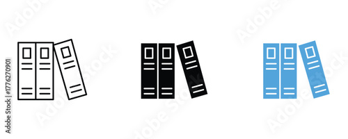 Stack of file folder icon set vector on white background. document, office, business, paper, archive, symbol.