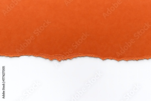 Roughly torn orange paper edge against white background.