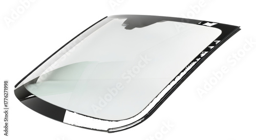 Automotive Windshield Glass Curved with Black Trim isolated on a transparent background