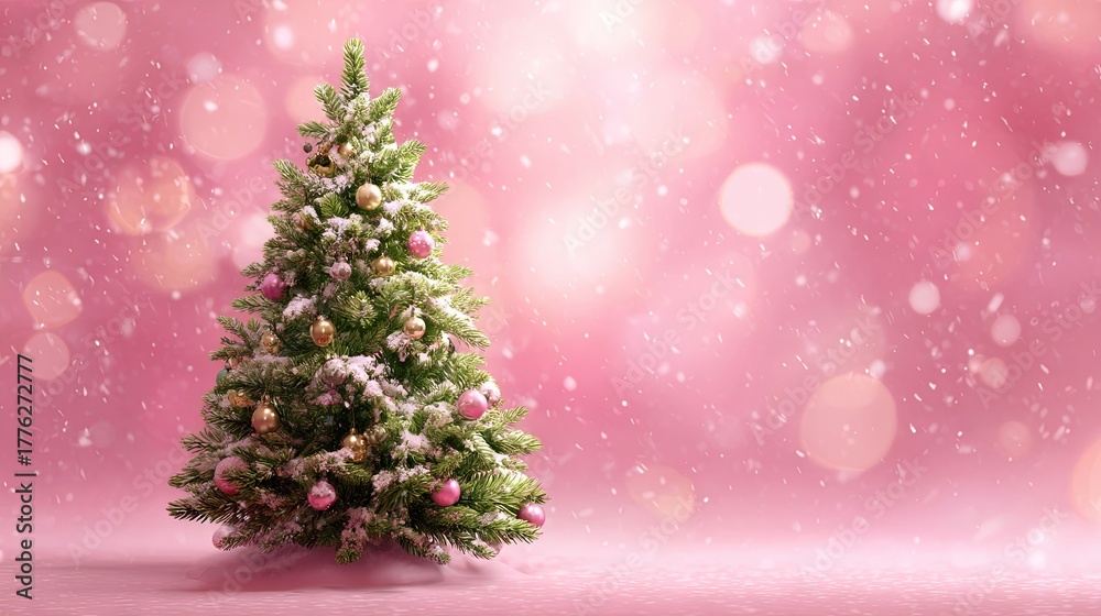 Obraz premium Christmas tree on an isolated background with bokeh