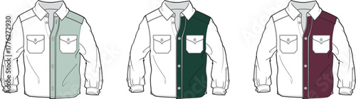Stylish Cowboy Shirt Designs A Collection of Two-Toned Shirts in Various Colors, Perfect for Western Fashion